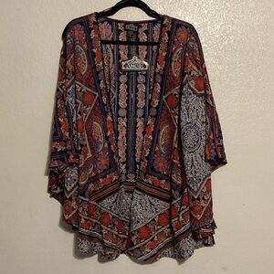 Angie Multicolor Floral Paisley Open Kimono
